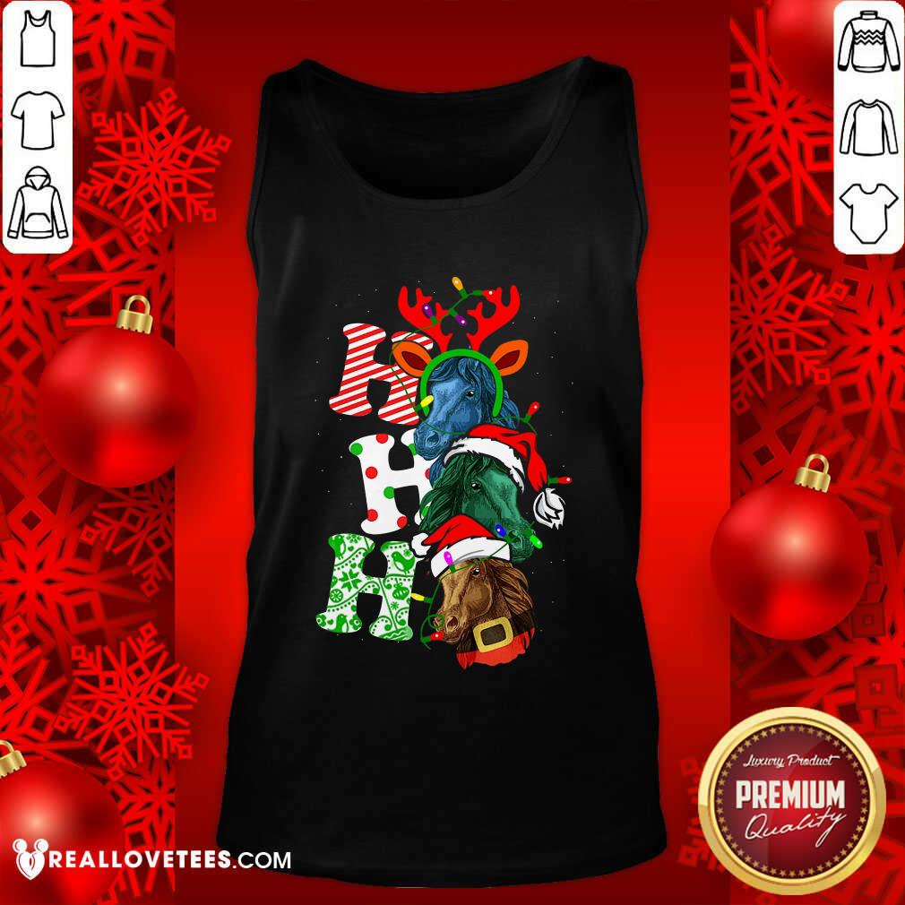 Hot Ho Ho Ho Horses Santa Elf Reindeer Merry Christmas Light Shirt