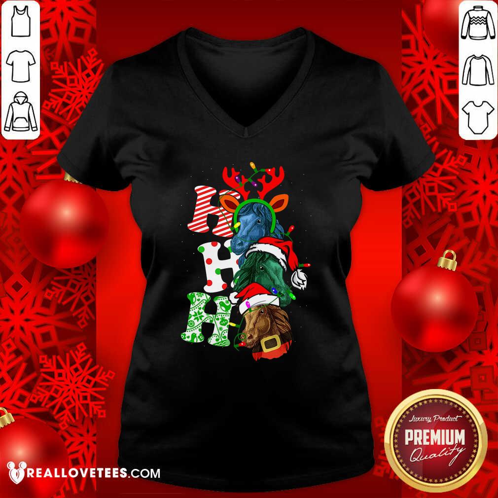 Hot Ho Ho Ho Horses Santa Elf Reindeer Merry Christmas Light Shirt