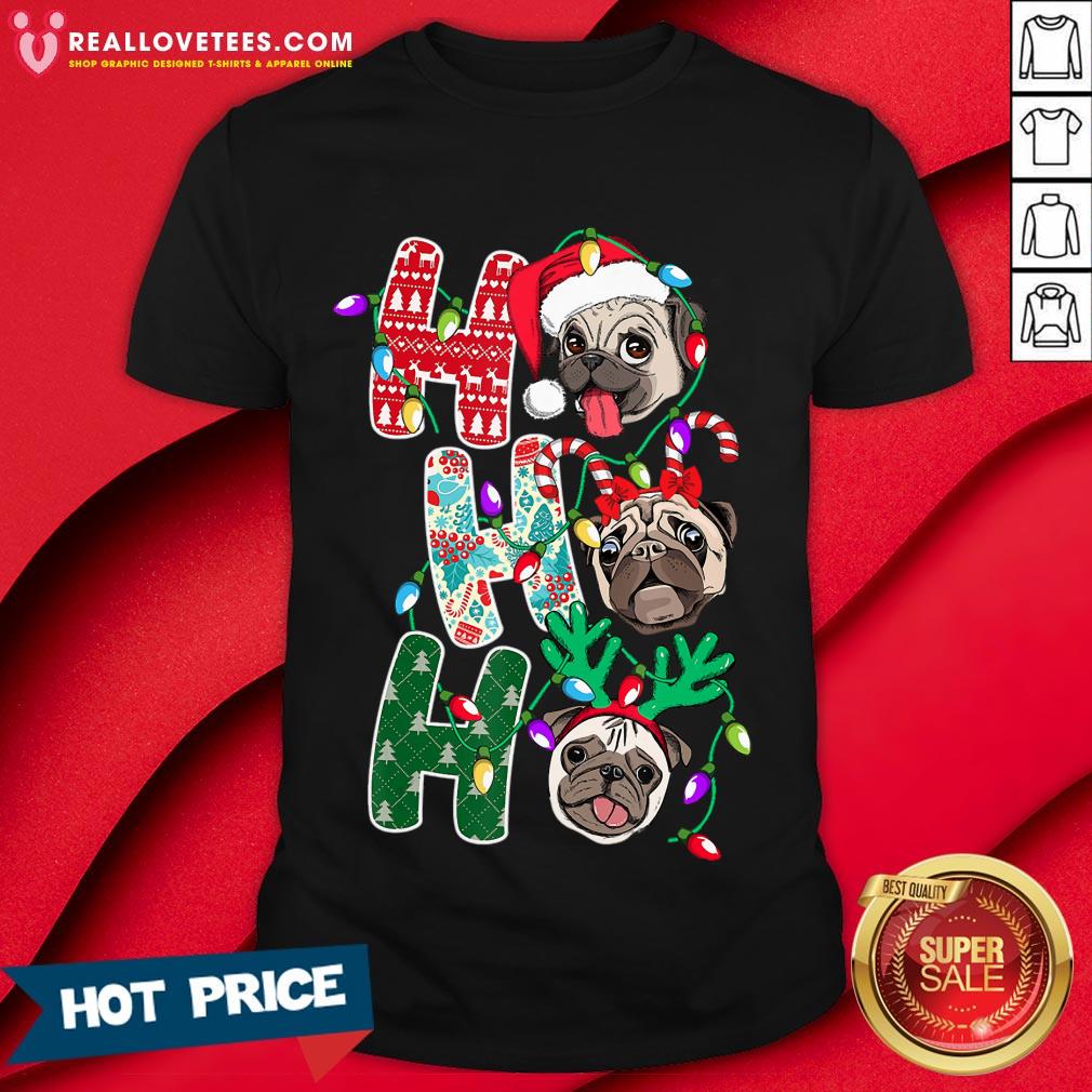 Hot Pug Ho Ho Ho Merry Christmas Shirt