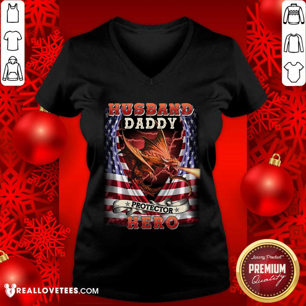 Husband Daddy Protector Hero American Flag Shirt
