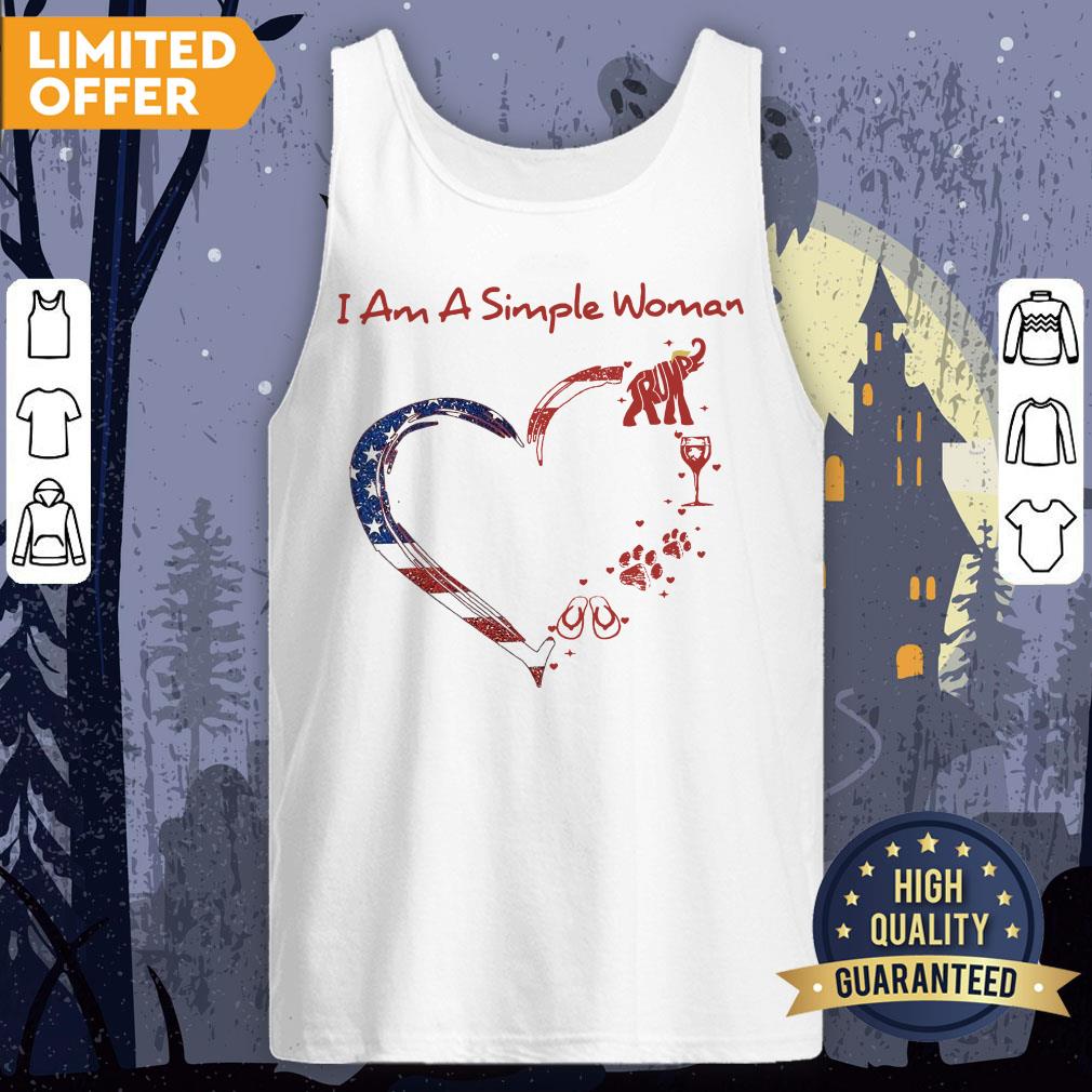 I Am A Simple Woman Love Flip-flops Dog Wine And Elephant Trump Shirt