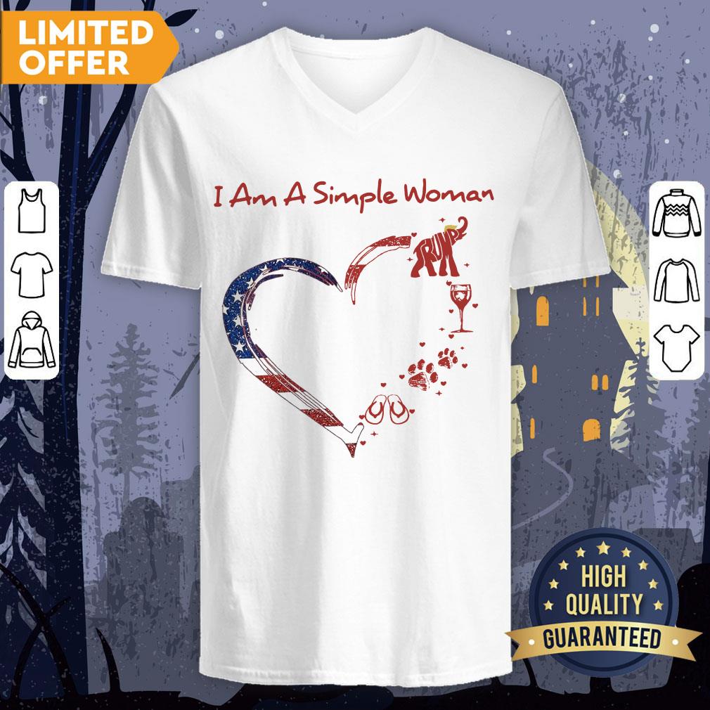 I Am A Simple Woman Love Flip-flops Dog Wine And Elephant Trump Shirt