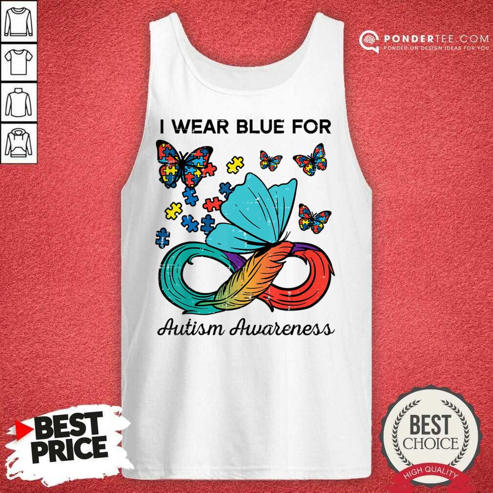 I Wear Blue For Autism Awareness Butterfly Shirt