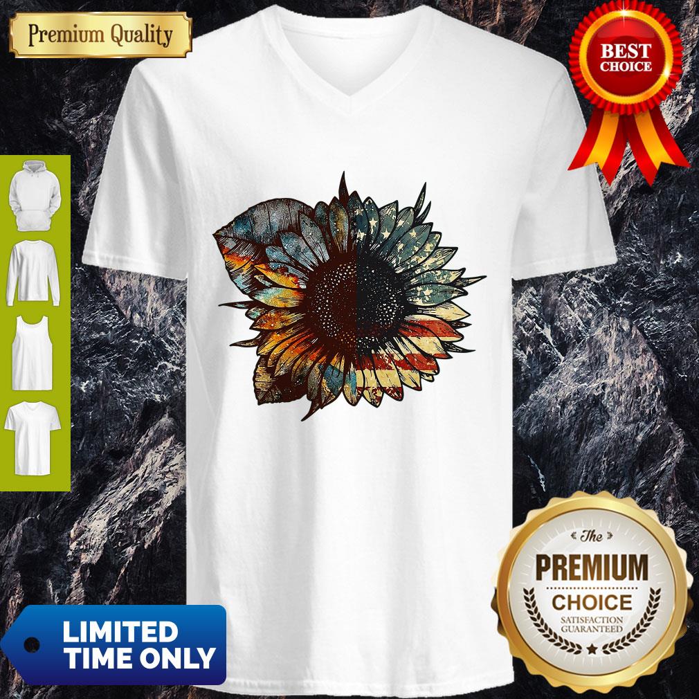Good Great Vintage Sunflower American Flag Shirt