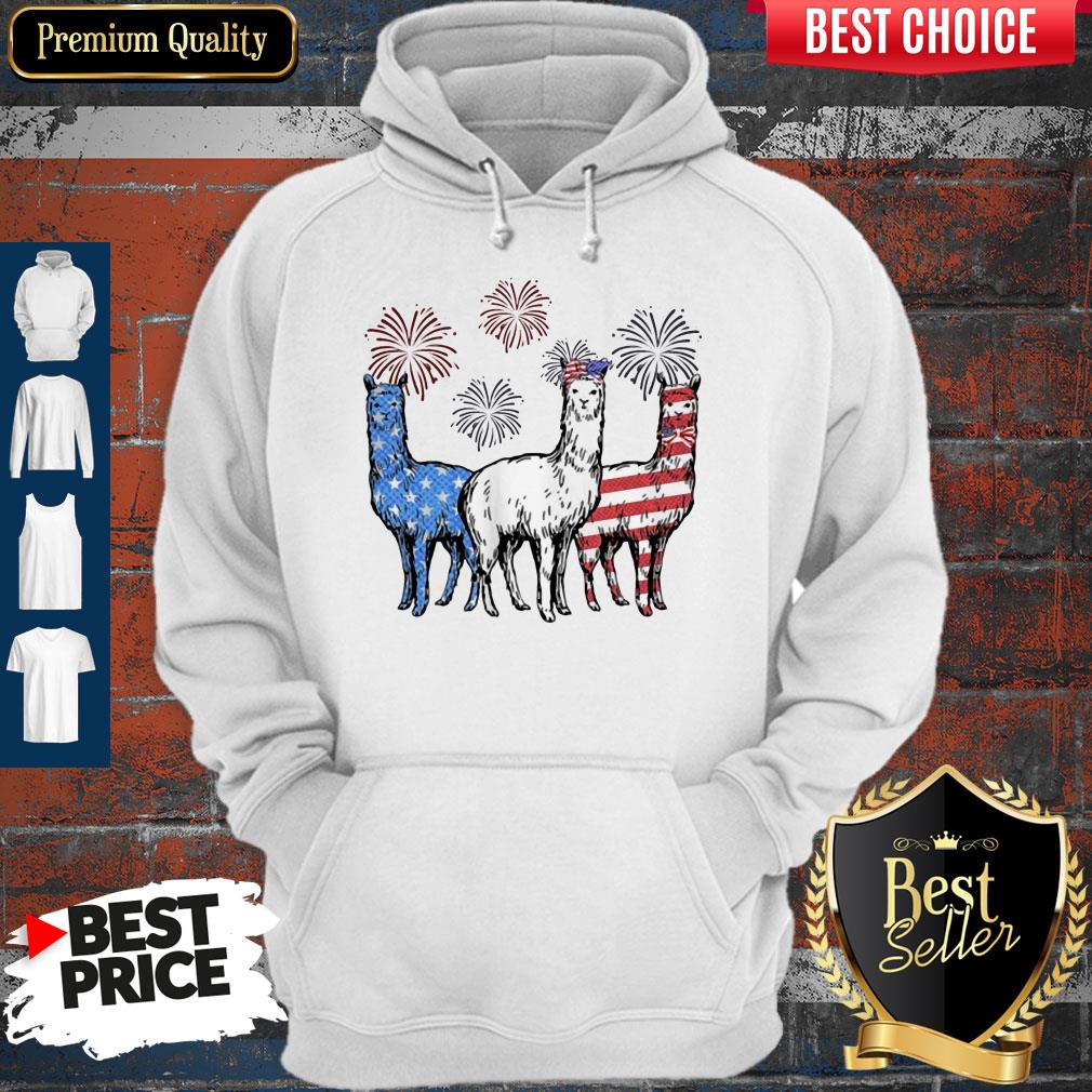 Independence Day Llamas Wear Bow Tie Firework Shirt