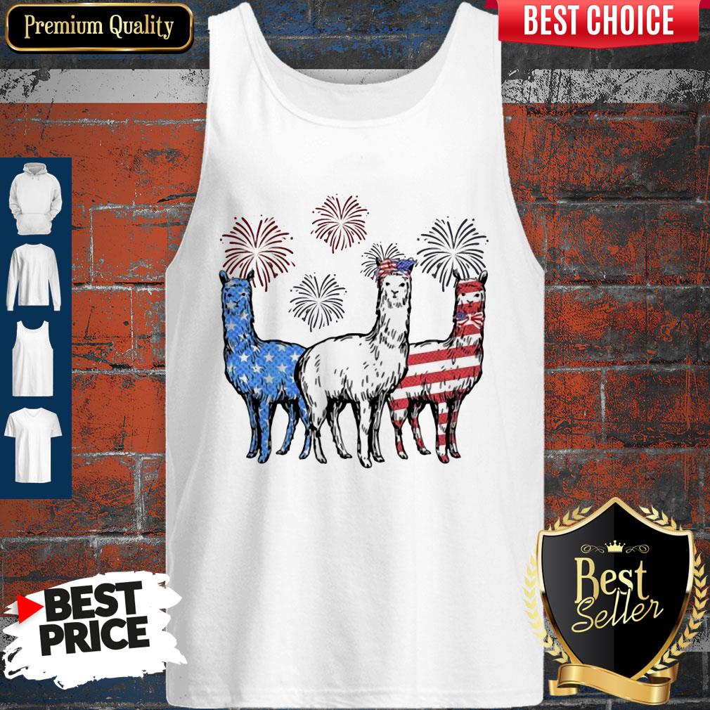 Independence Day Llamas Wear Bow Tie Firework Shirt