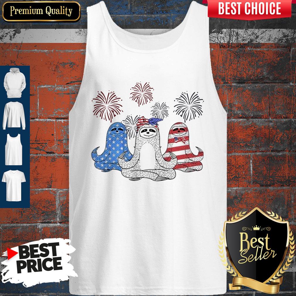 Independence Day Sloths Wear Bow Tie Firework Shirt