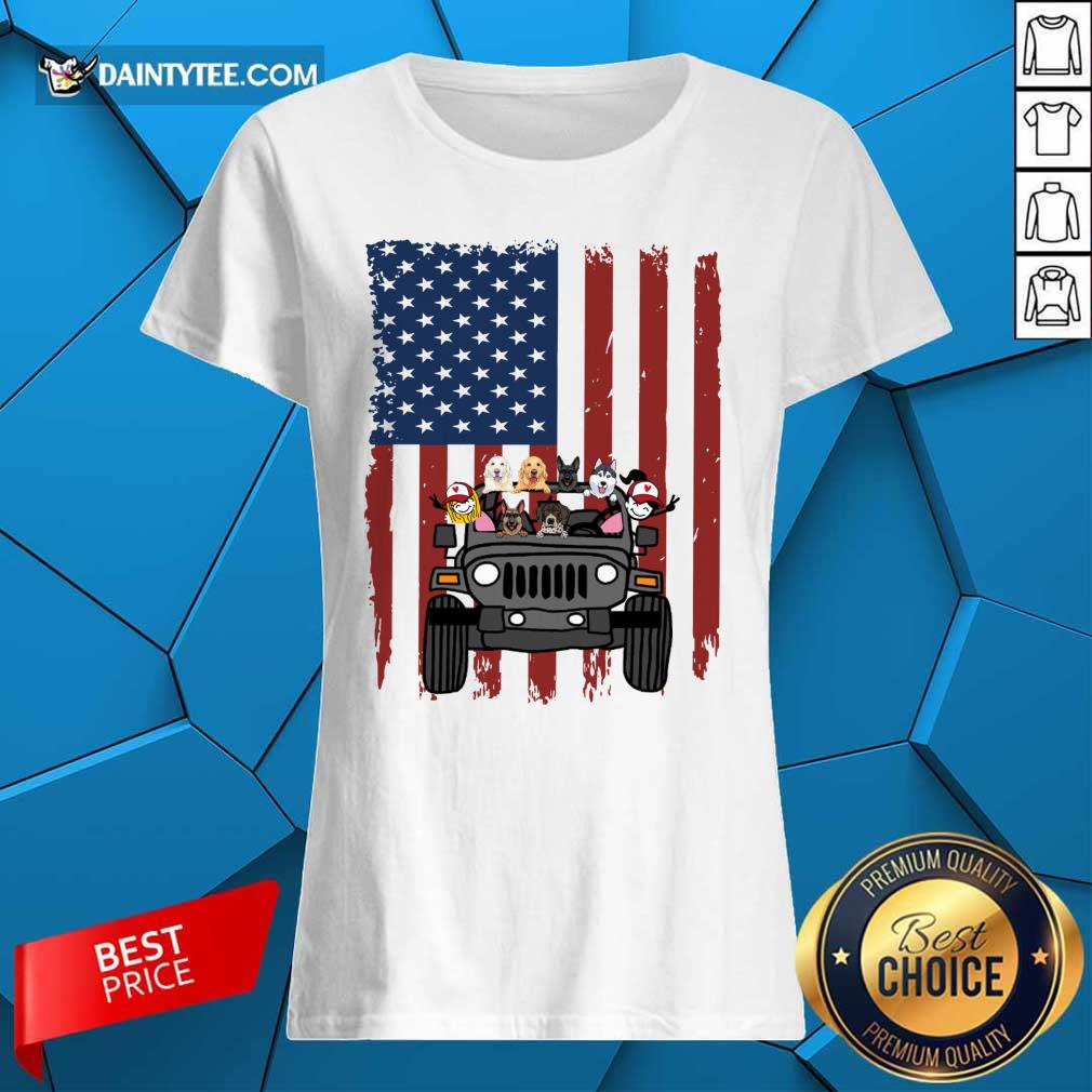 Jeep Dog Carrier I Love America Flag Shirt