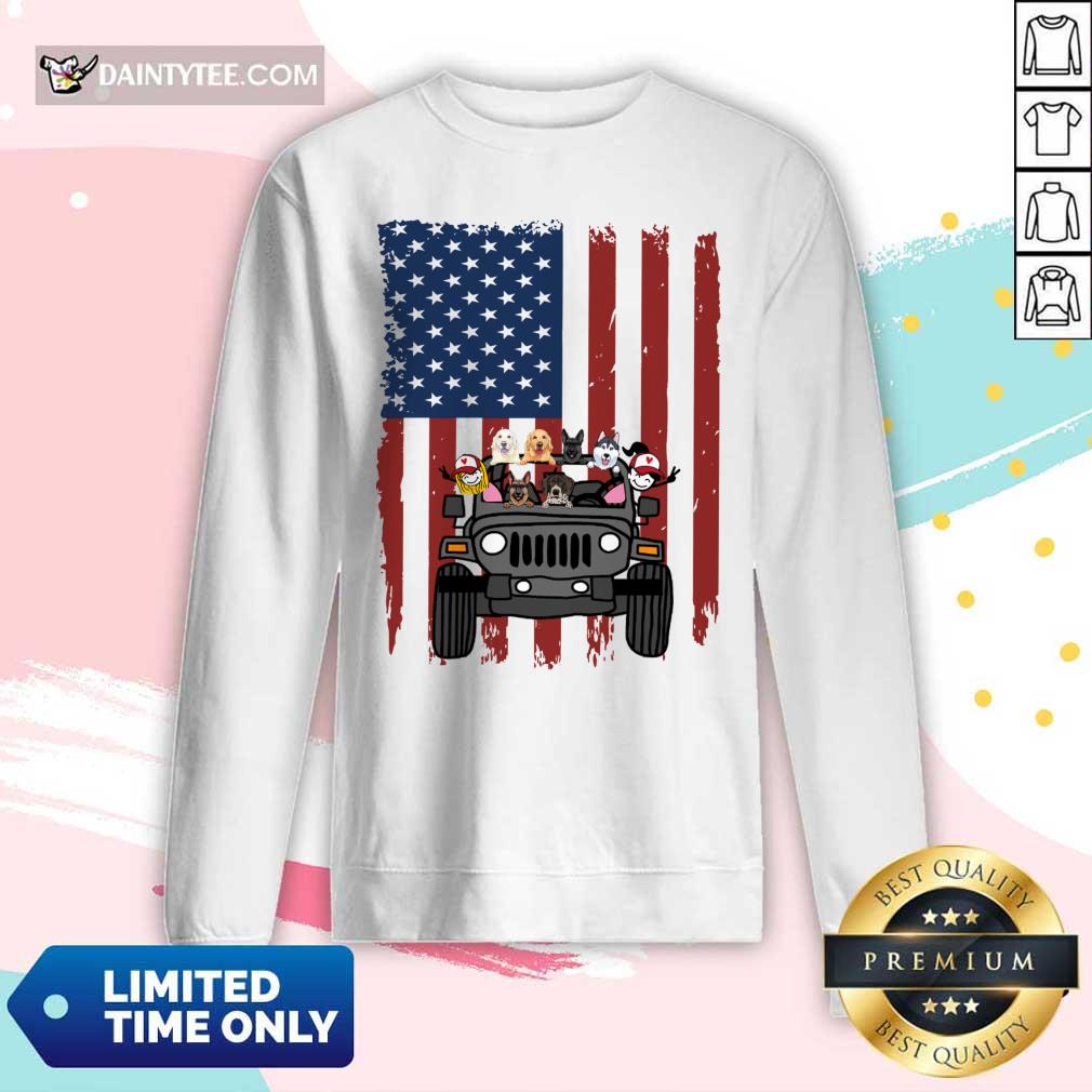 Jeep Dog Carrier I Love America Flag Shirt