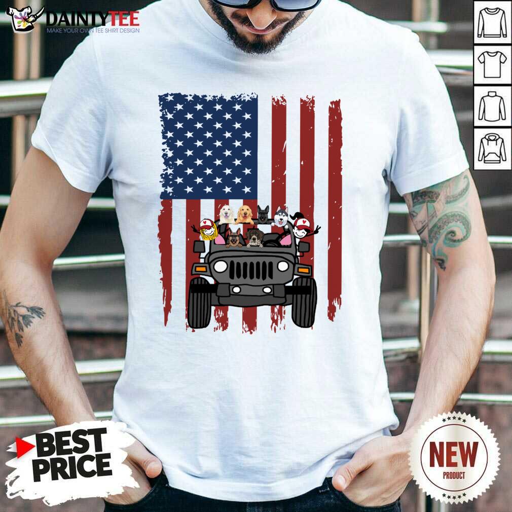 Jeep Dog Carrier I Love America Flag Shirt