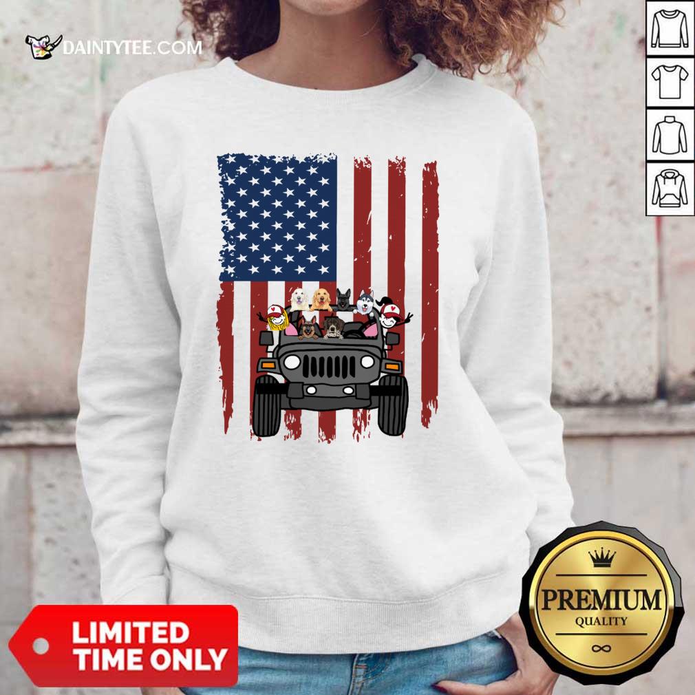 Jeep Dog Carrier I Love America Flag Shirt