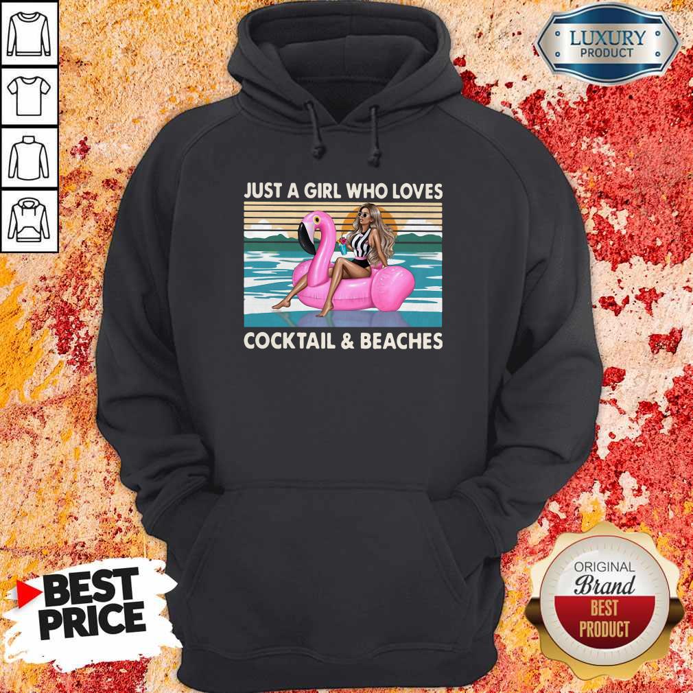 Just A Girl Who Loves Cooktail Beaches Sunset Flamingo Vintager Retro Shirt