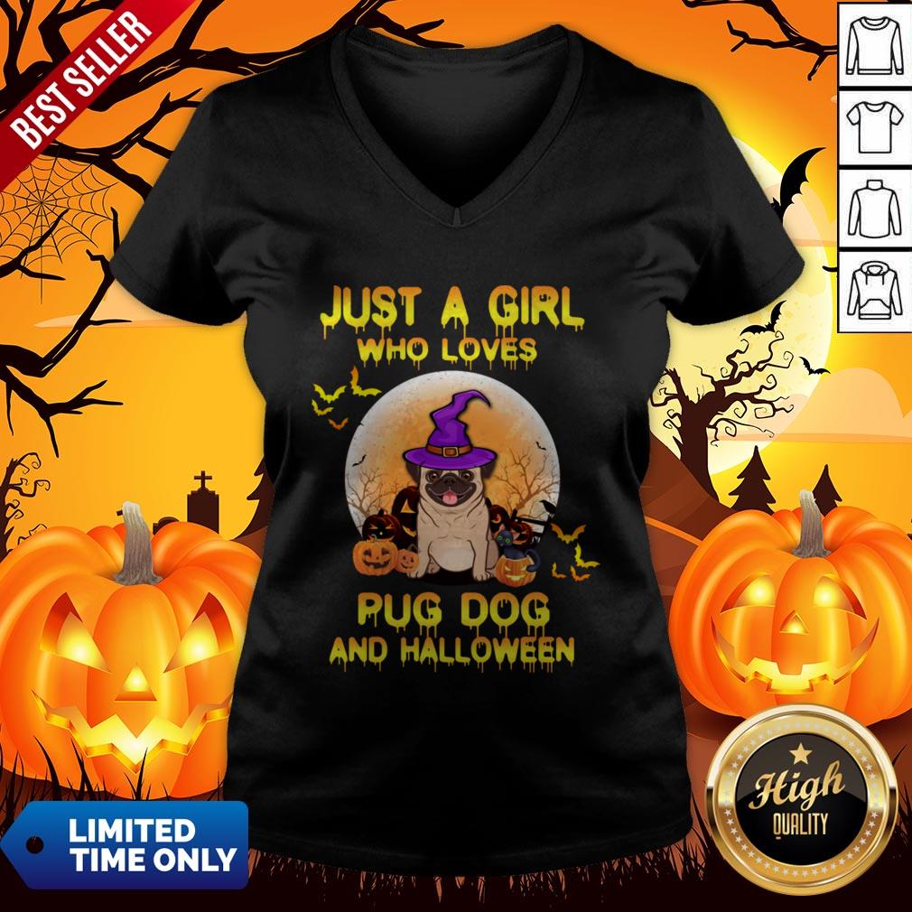 Just A Girl Who Loves Pug And Halloween Shirt