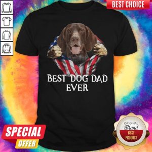 Funny Blood Inside Me German Shorthaired Pointer Dog American Flag Best Dog Dad Ever Shirt