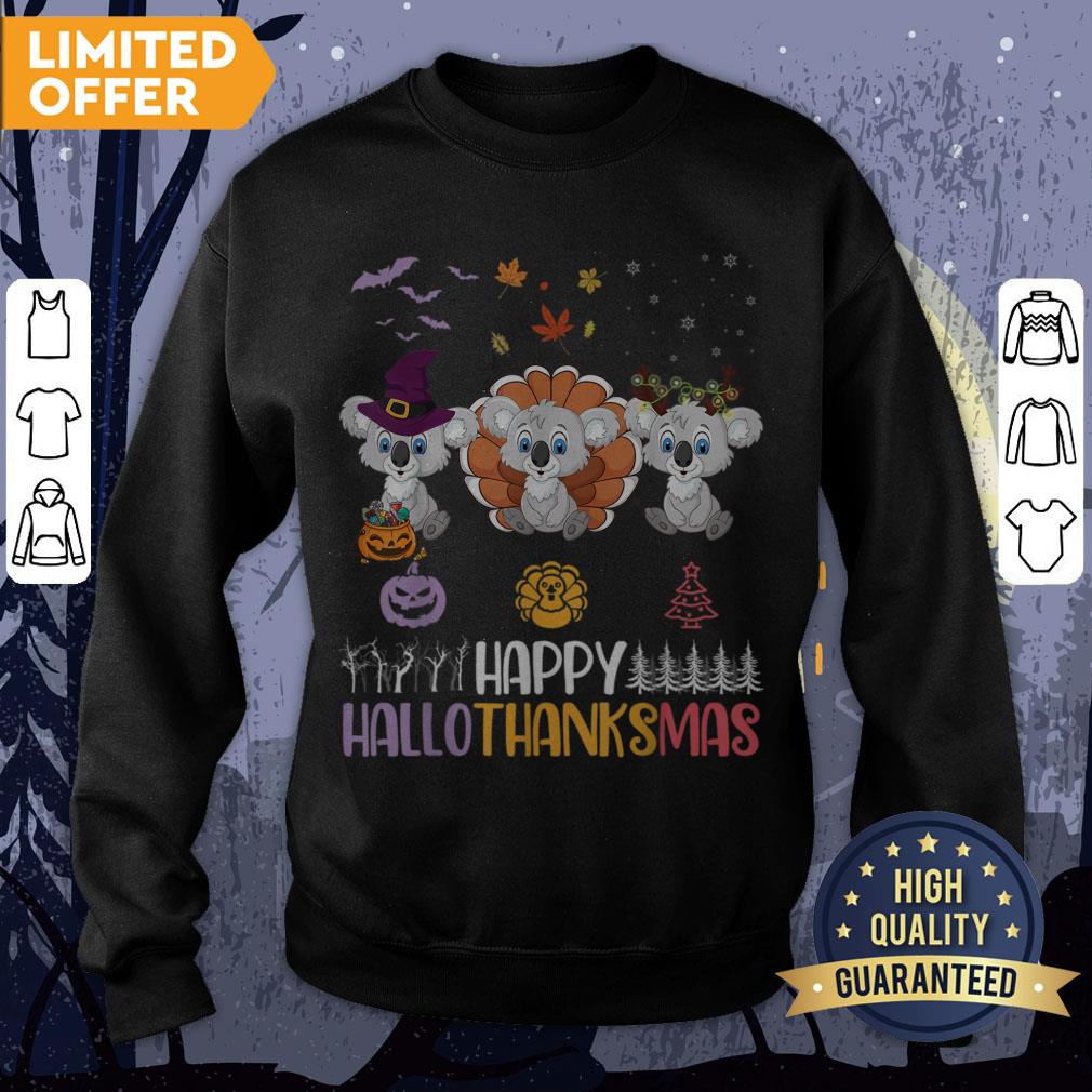 Koalas Halloween Thanksgiving Christmas Happy Hallothankmas Shirt