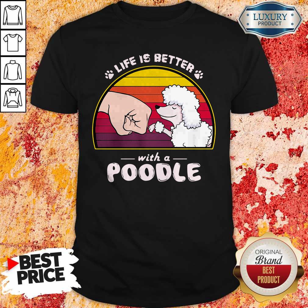 Life Is Better With A Siberian Poodle Hand Footprint Vintage Retro Shirt