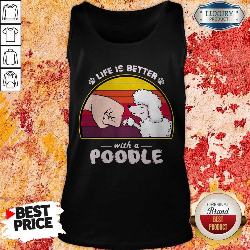 Life Is Better With A Siberian Poodle Hand Footprint Vintage Retro Shirt