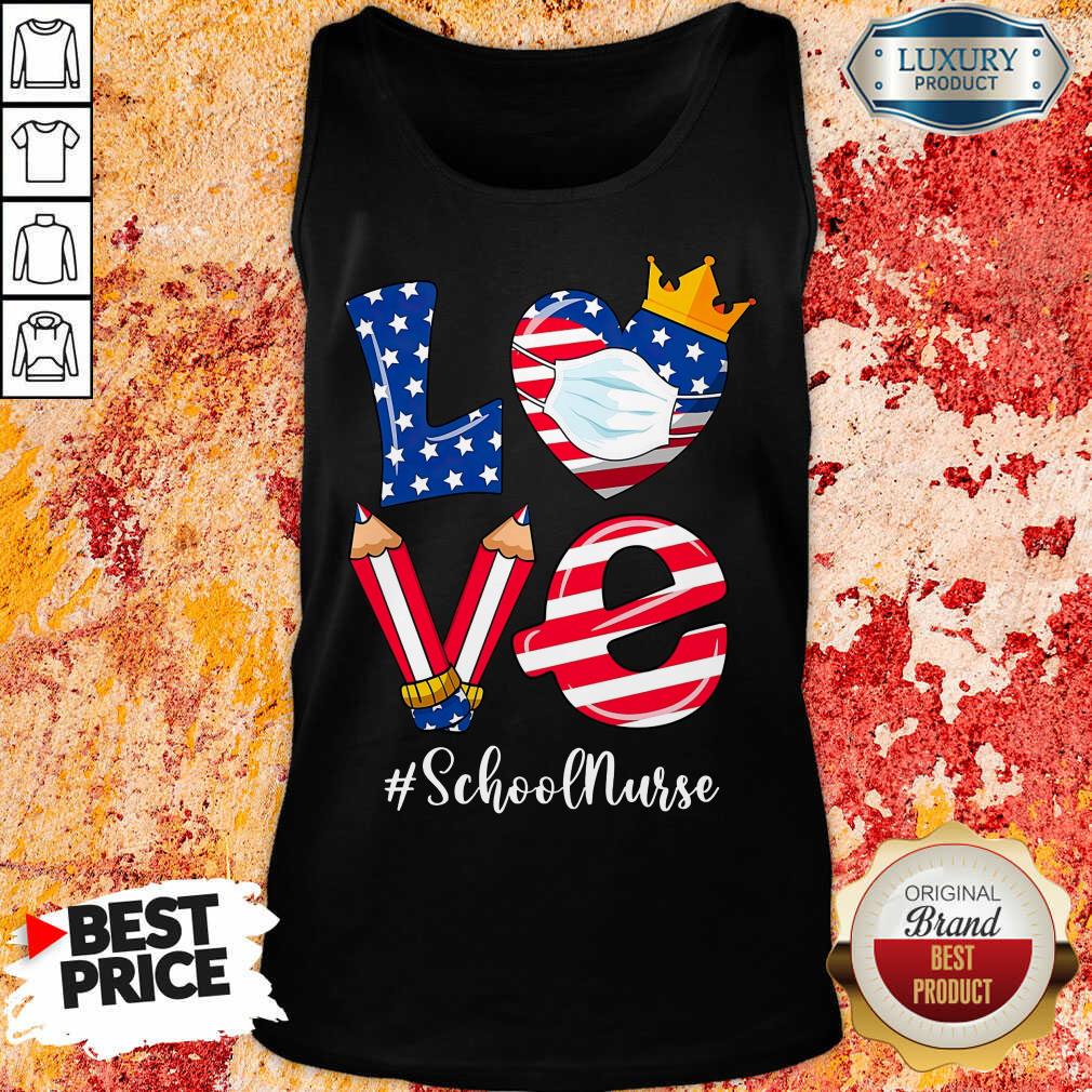 Love American Flag School Nurse Shirt
