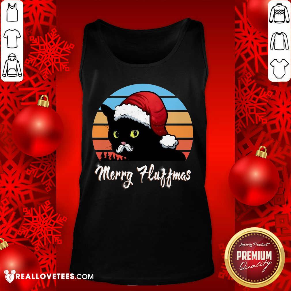 Luxury Santa Black Cat Merry Fluffmas Christmas Vintage Shirt
