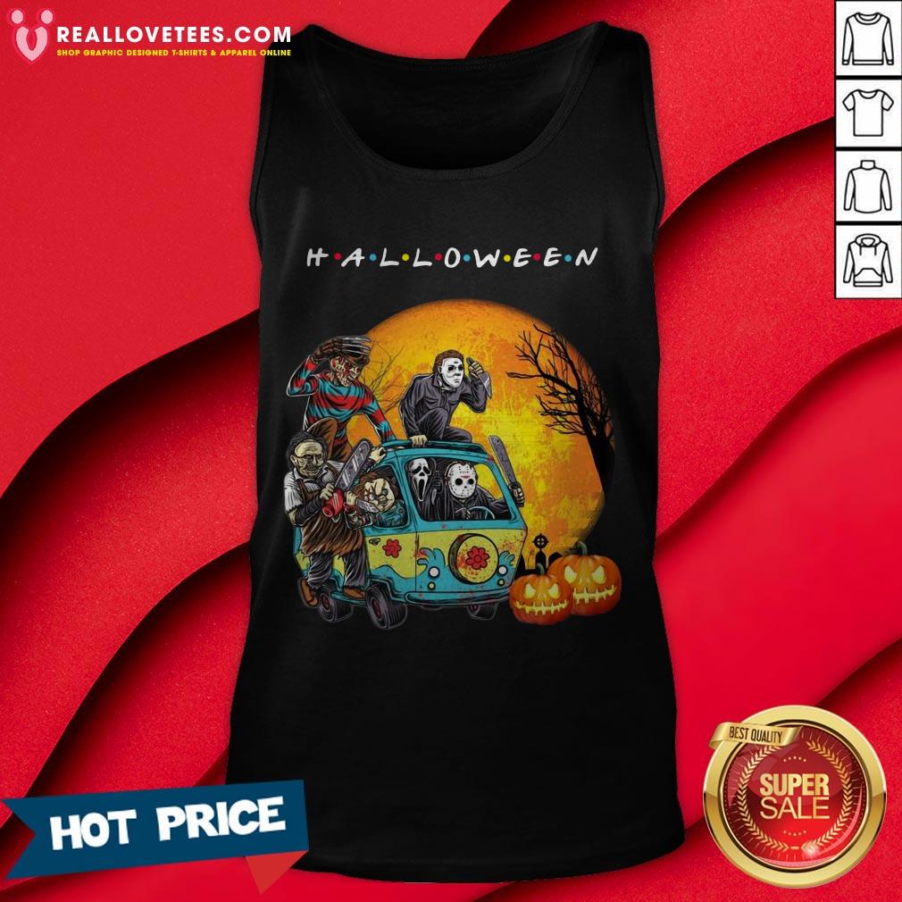 Horror Character In The Car Friends Happy Pumpkin Halloween Shirt