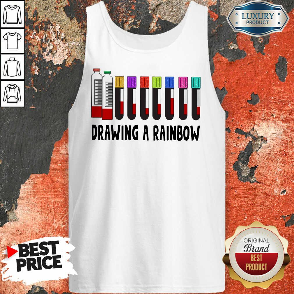 Med Tech Drawing A Rainbow Shirt