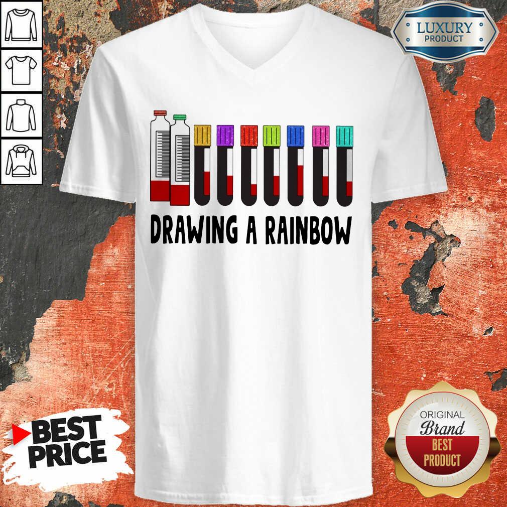 Med Tech Drawing A Rainbow Shirt