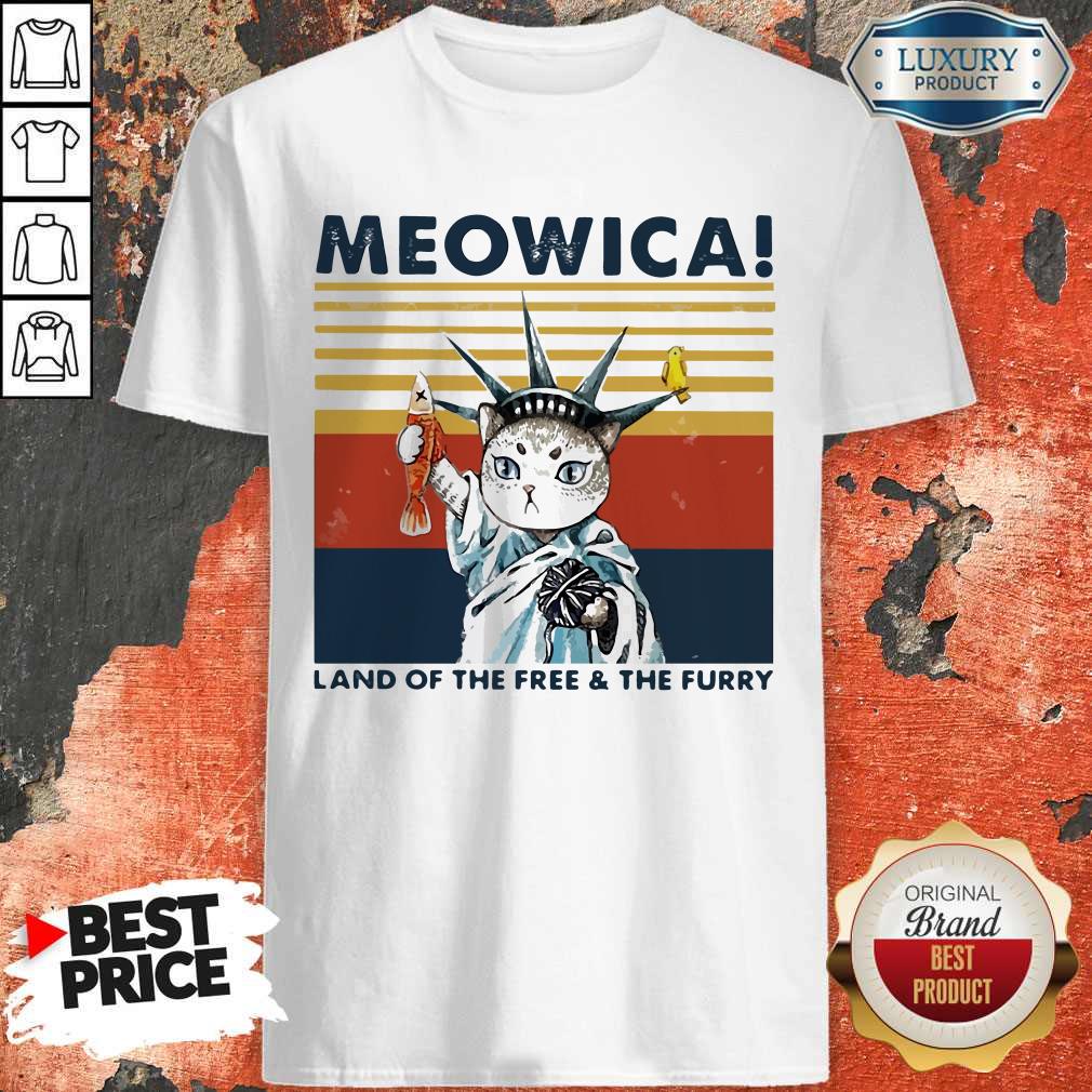 Meowica Land Of The Free And The Furry Vintage Retro Shirt