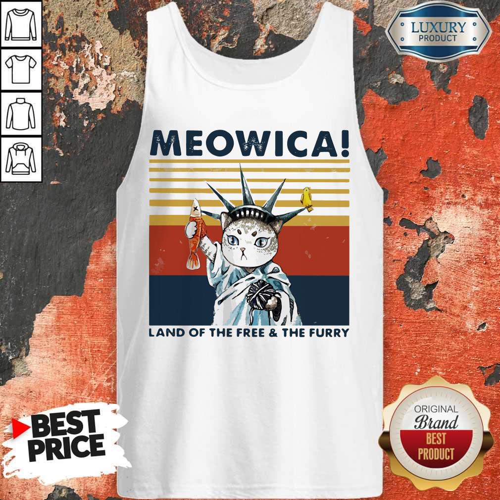 Meowica Land Of The Free And The Furry Vintage Retro Shirt