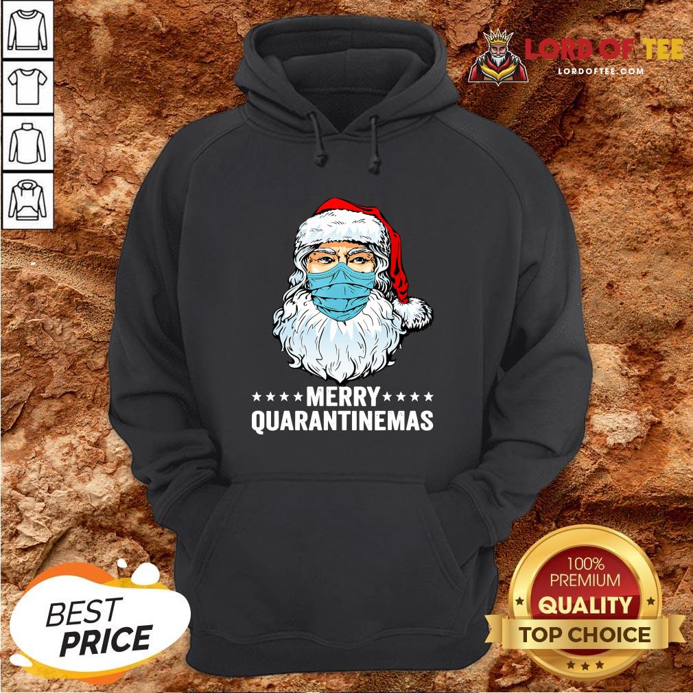 Merry Quarantine Christmas Santa Wearing Mask Funny Gift T-Shirt