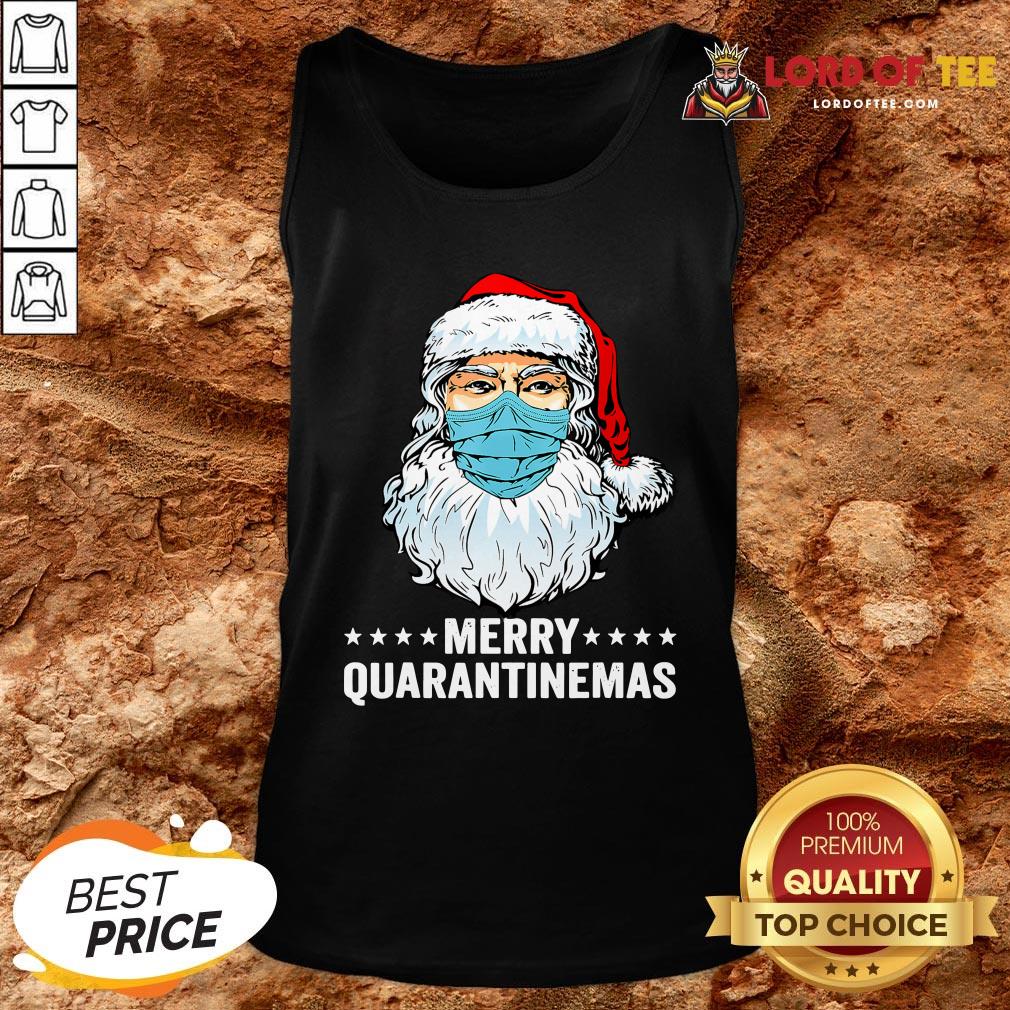 Merry Quarantine Christmas Santa Wearing Mask Funny Gift T-Shirt