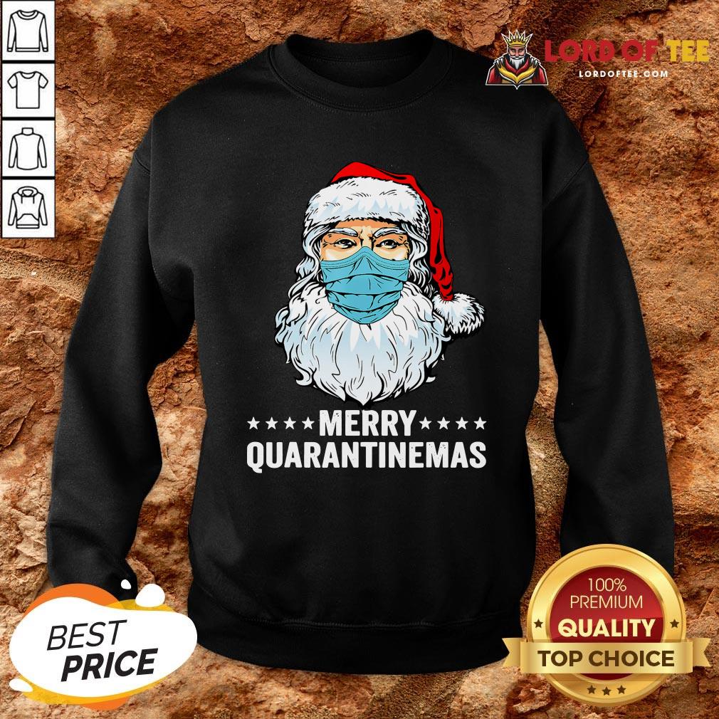 Merry Quarantine Christmas Santa Wearing Mask Funny Gift T-Shirt