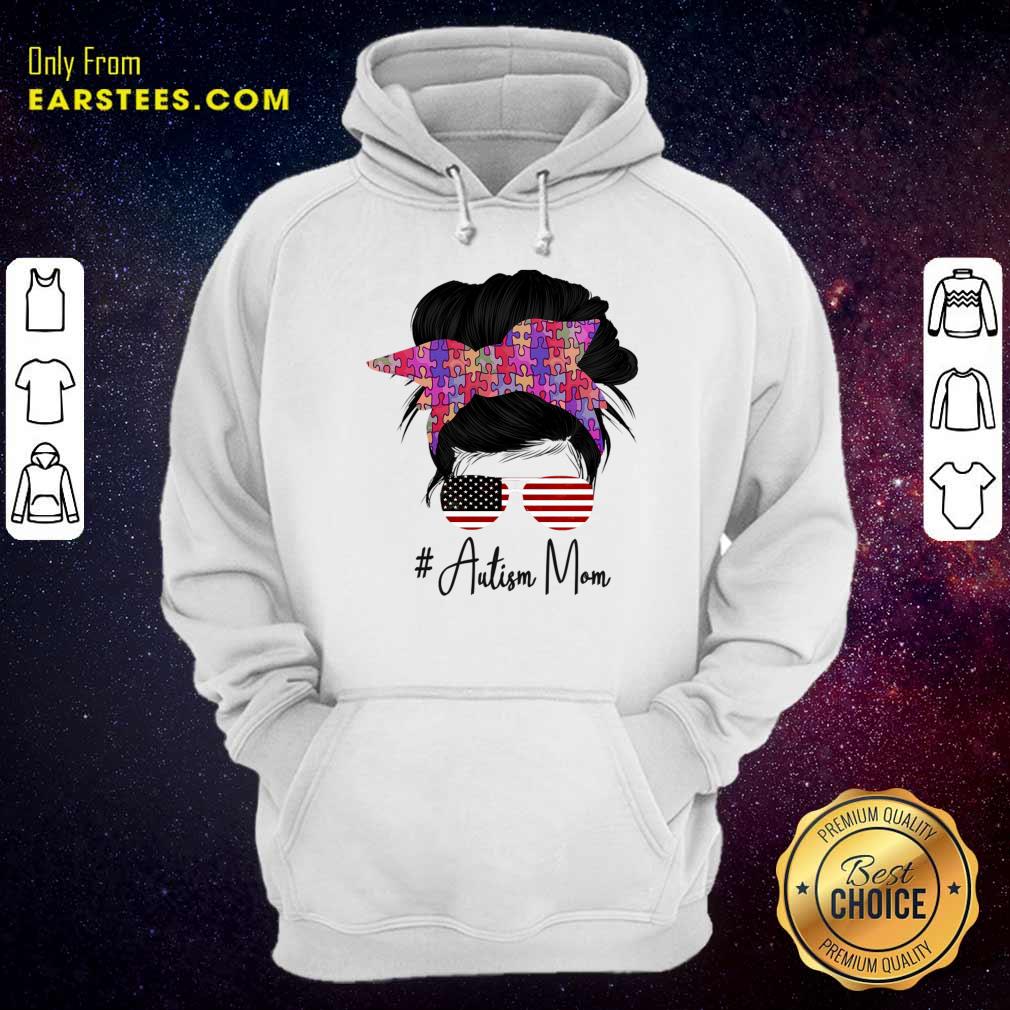 Messy Bun Autism Mom American Flag Shirt