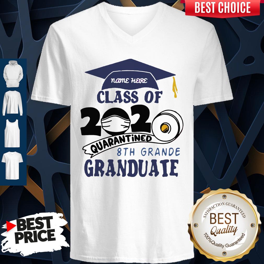 Name Here Class Of 2020 Quarantined 8th Grande Granduate Navy Blue Shirt