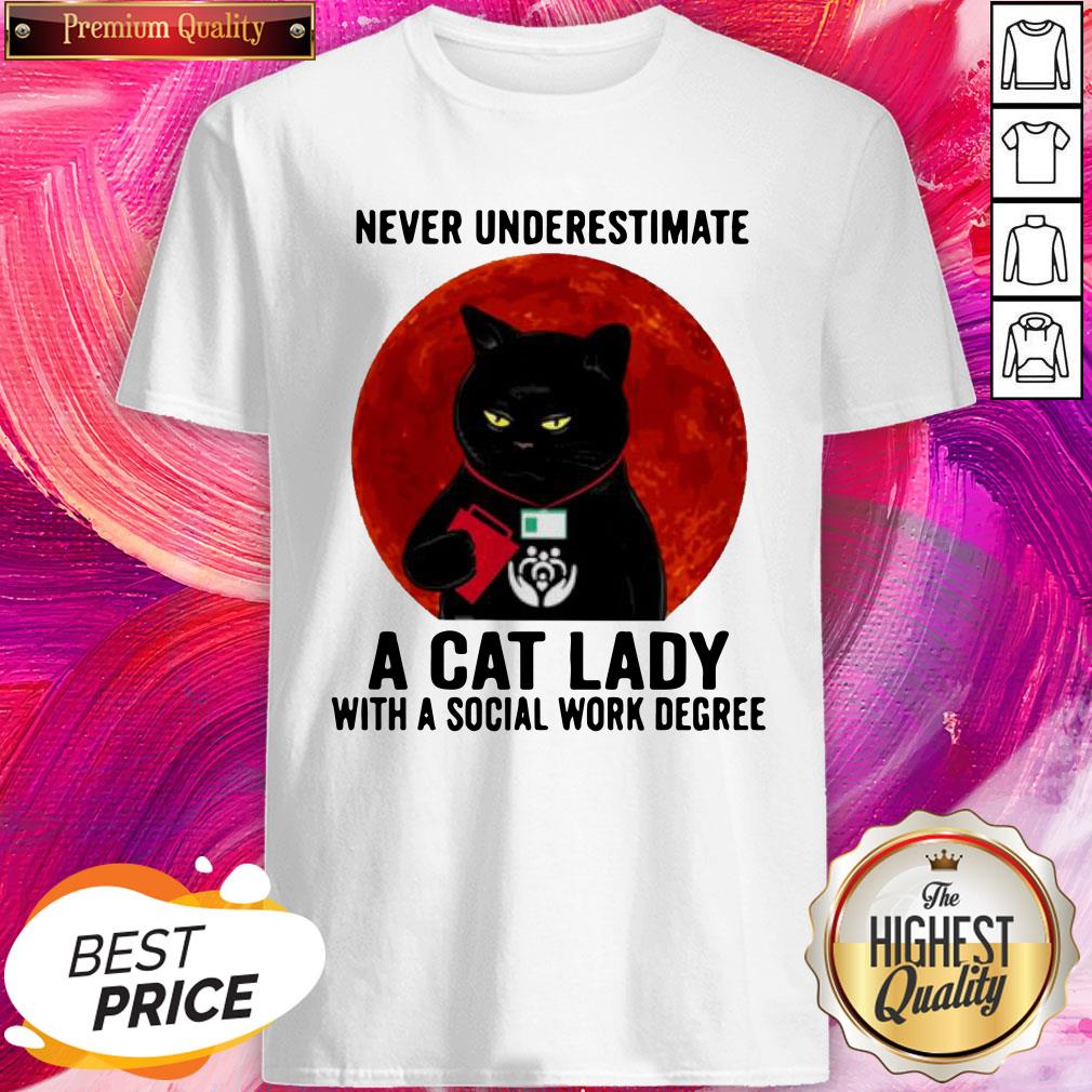 Never Underestimate A Cat Lady With A Social Work Degree Halloween Shirt