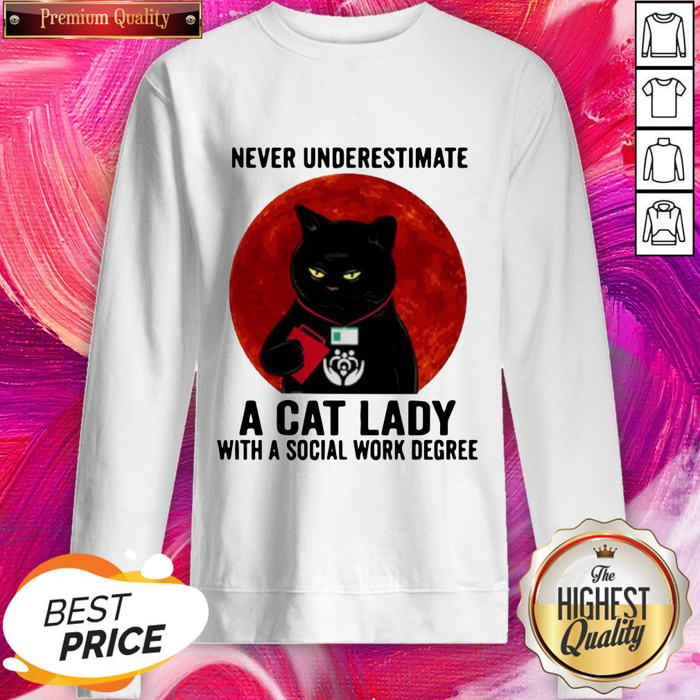 Never Underestimate A Cat Lady With A Social Work Degree Halloween Shirt