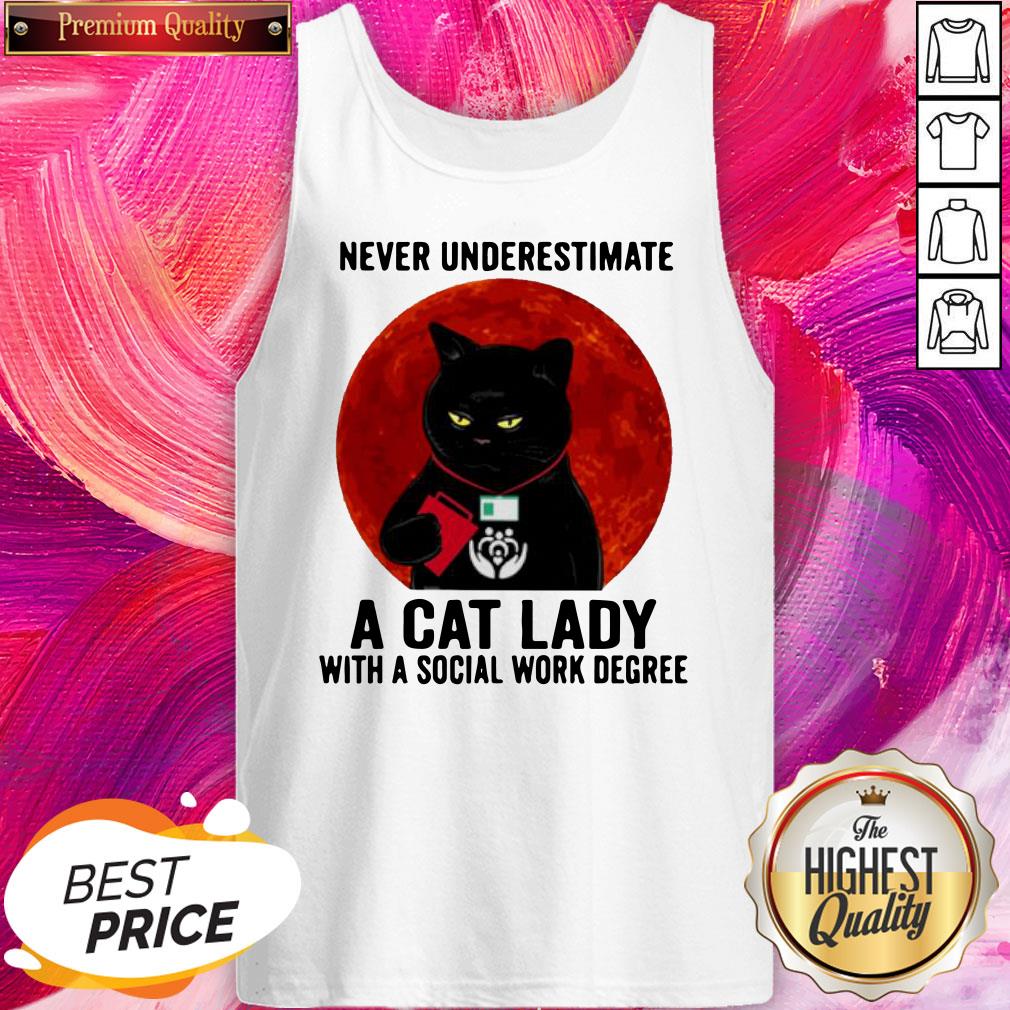 Never Underestimate A Cat Lady With A Social Work Degree Halloween Shirt
