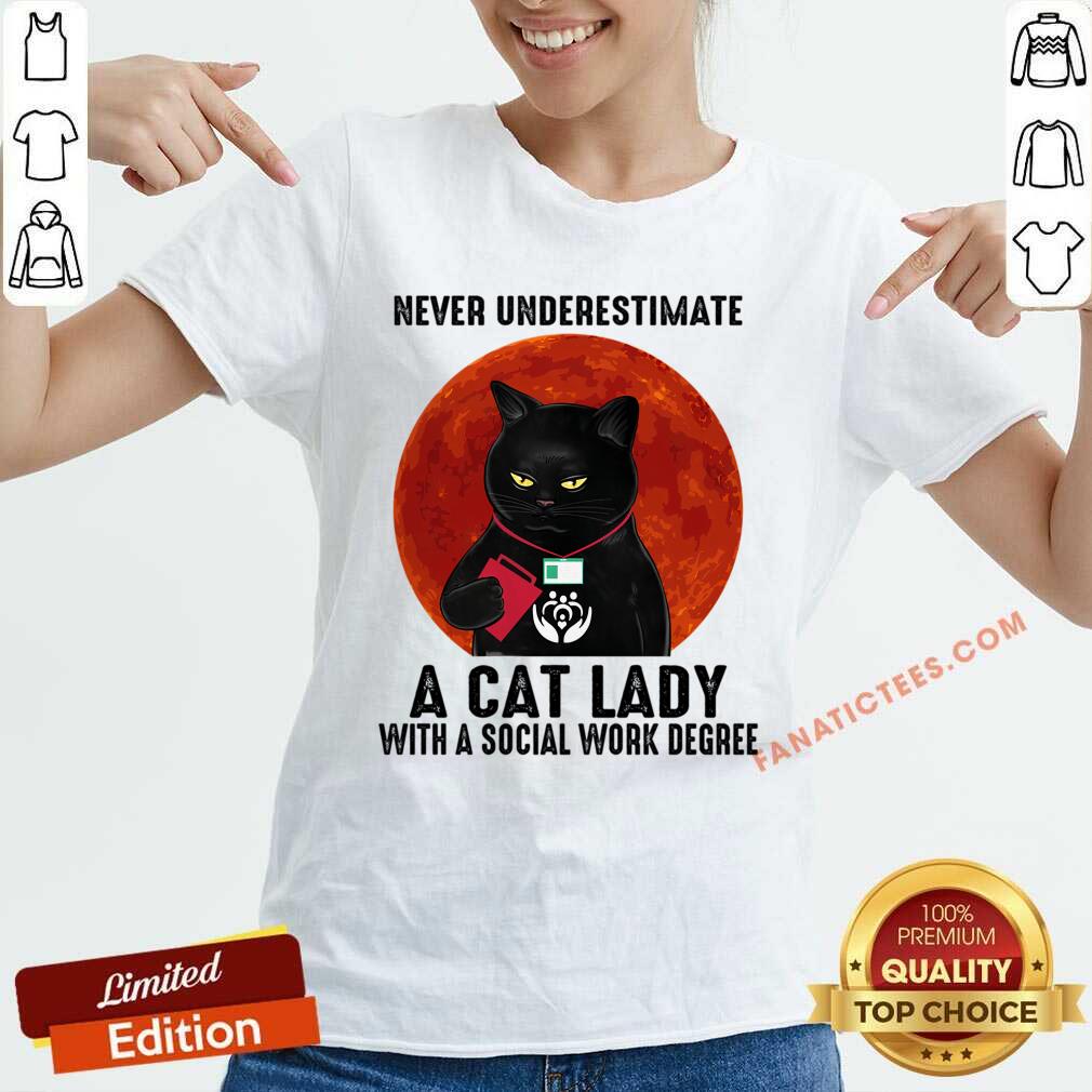 Never Underestimate A Cat Lady With A Social Work Degree Shirt