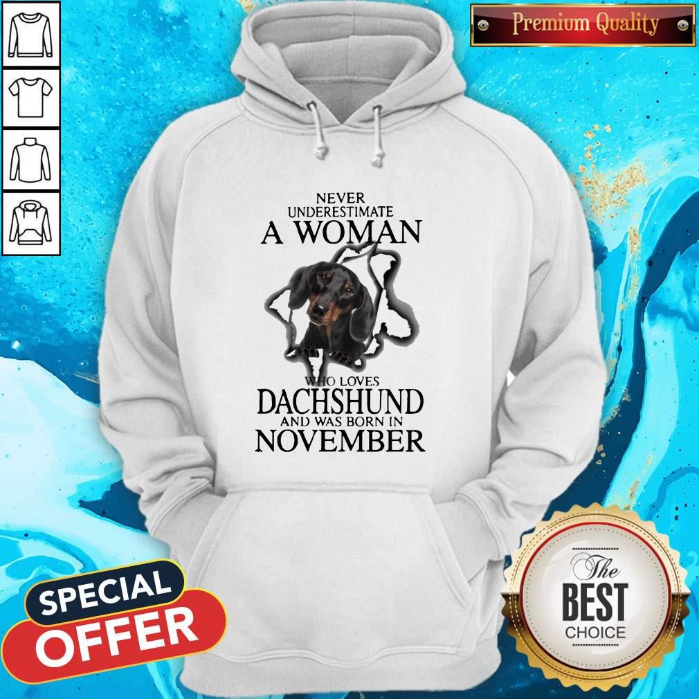 Never Underestimate A Woman Who Loves Dachshund And Was Born In November Shirt