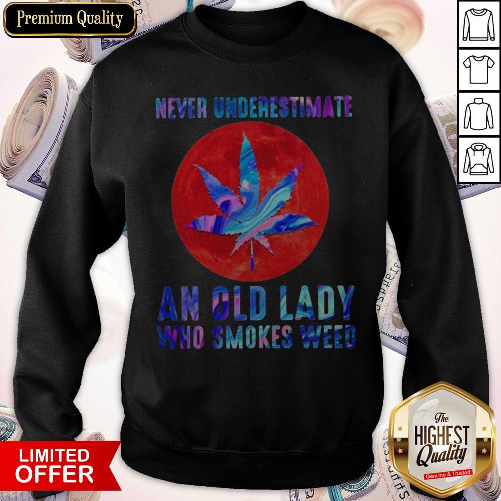 Never Underestimate An Old Lady Who Smokes Weed Blood Moon Shirt
