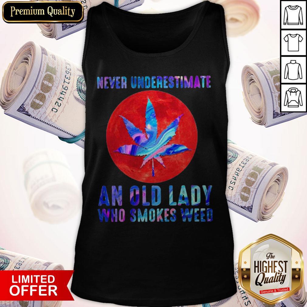 Never Underestimate An Old Lady Who Smokes Weed Blood Moon Shirt