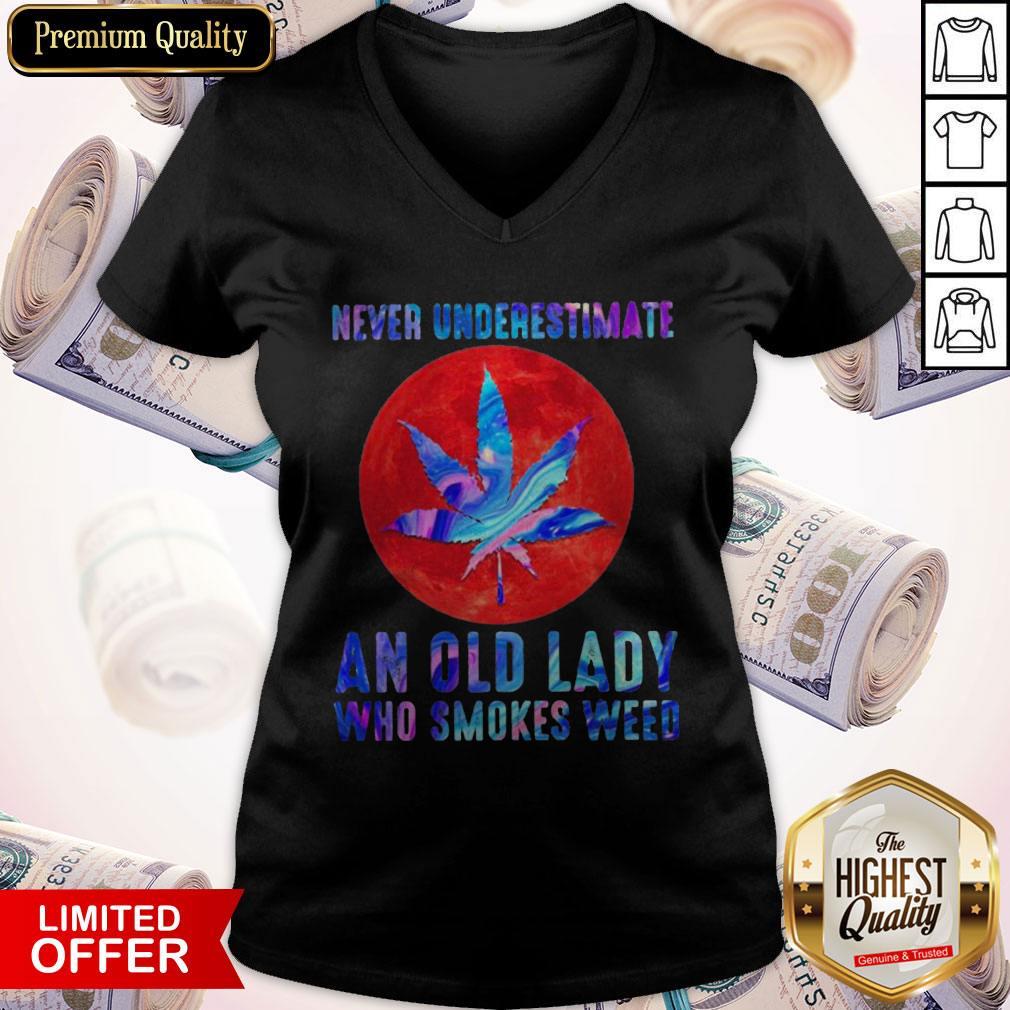 Never Underestimate An Old Lady Who Smokes Weed Blood Moon Shirt