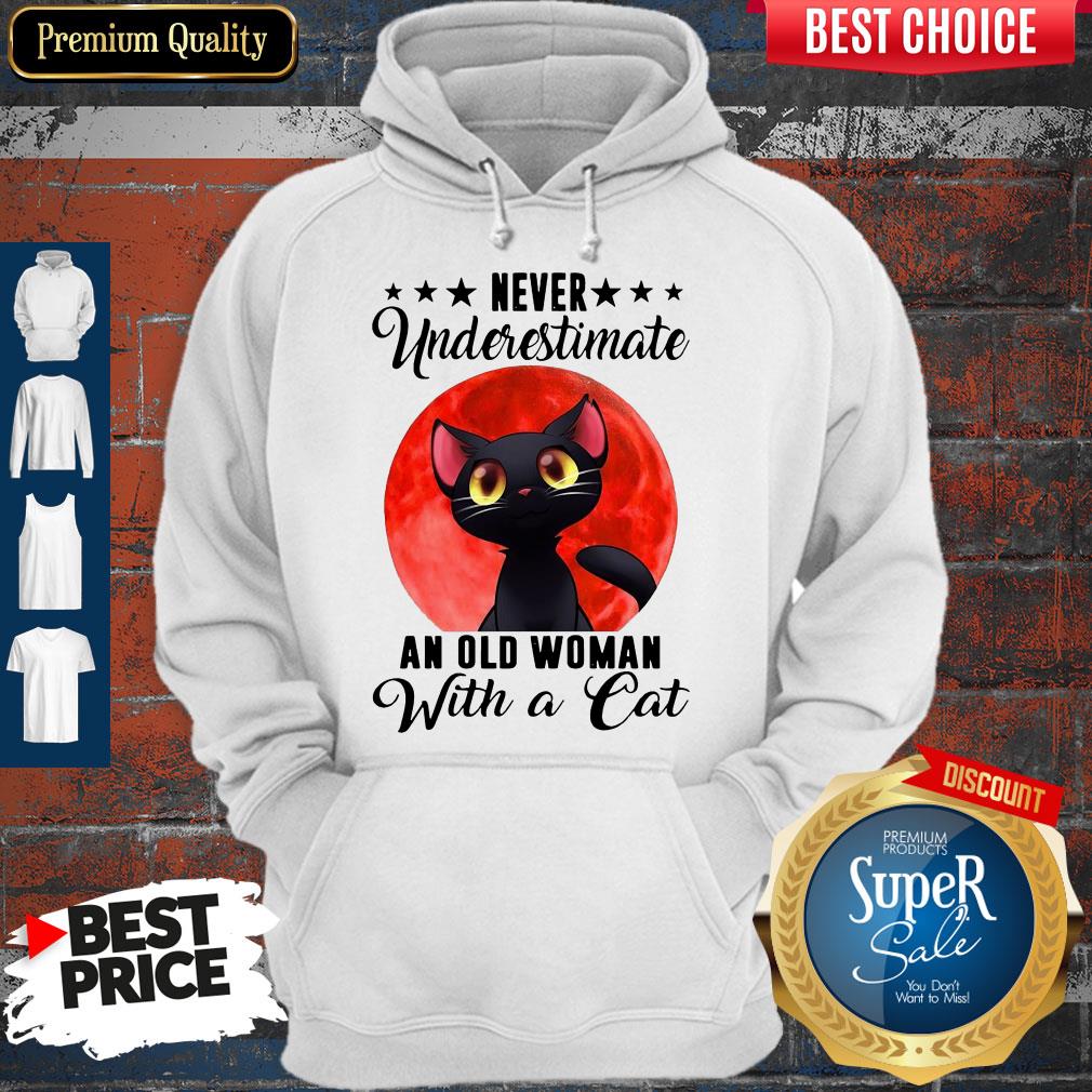 Never Underestimate An Old Woman With A Cat Moon Shirt