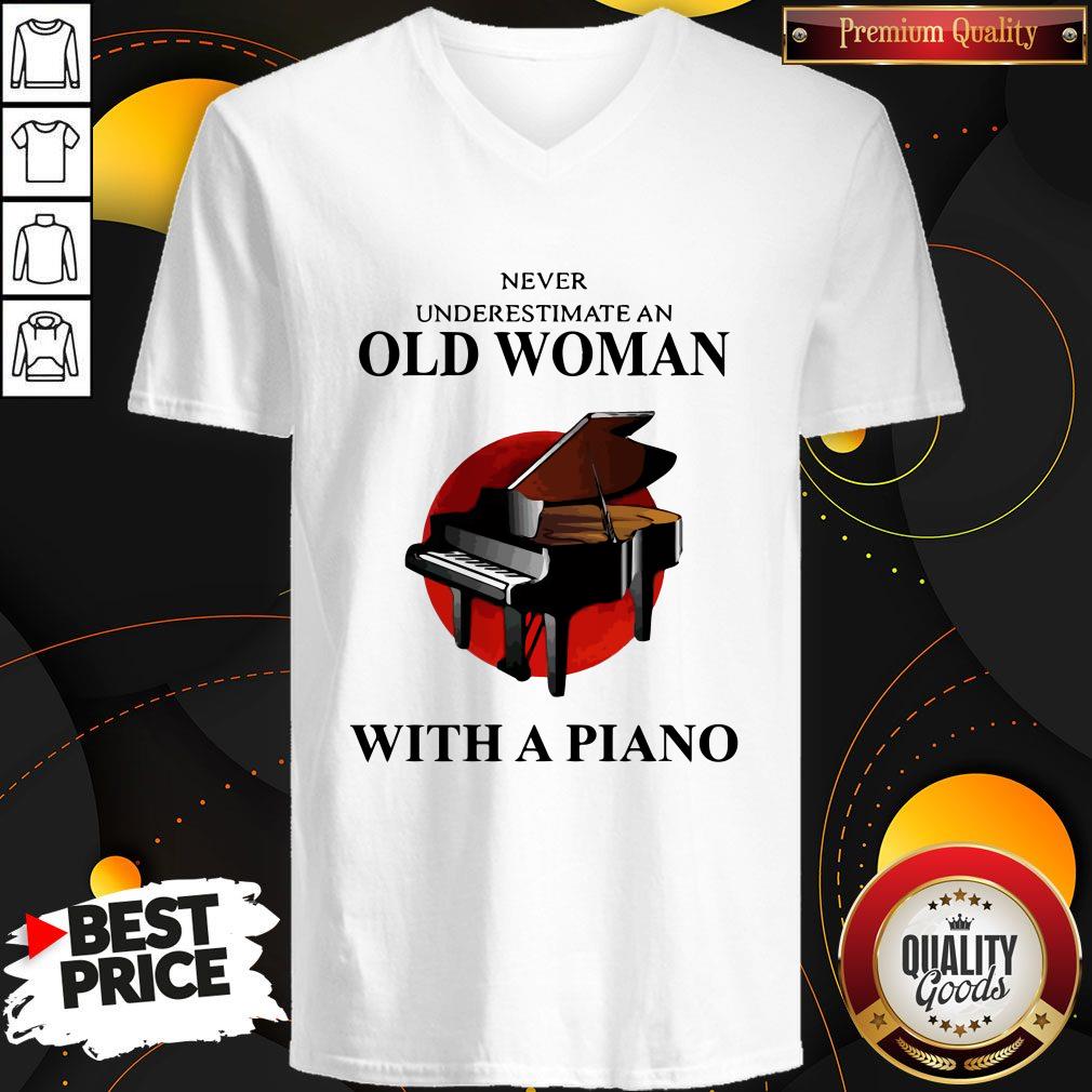 Never Underestimate An Old Woman With A Piano Shirt