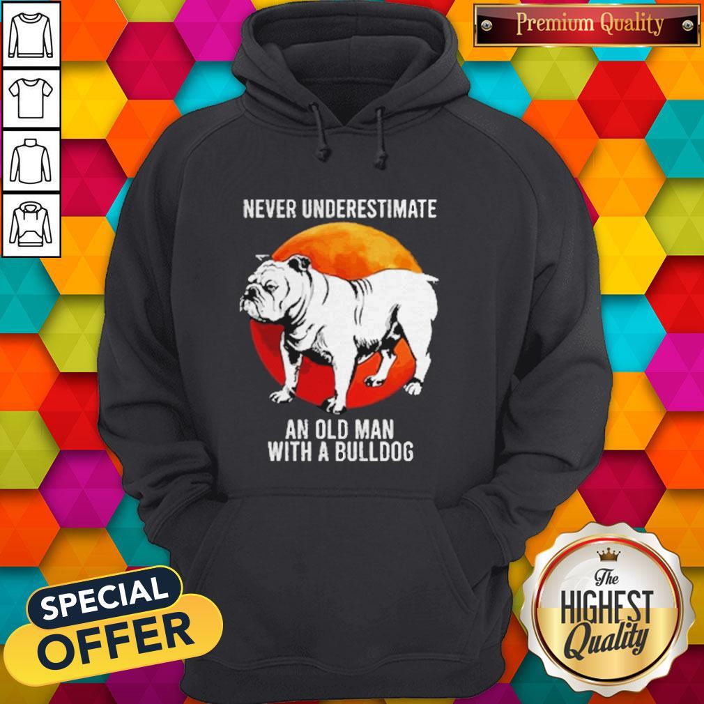 Never Underestimate Old Woman With A Bulldog Moon Shirt