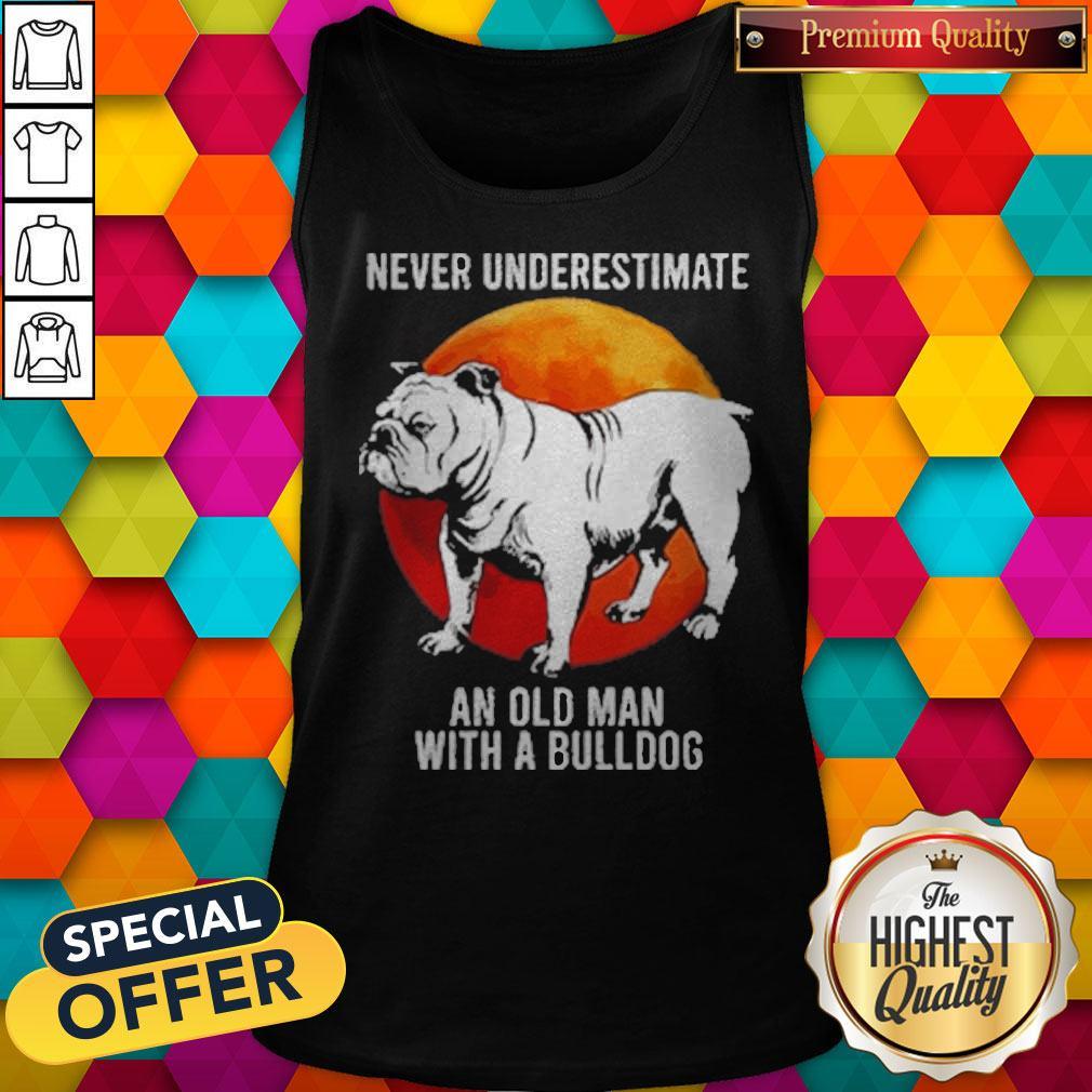 Never Underestimate Old Woman With A Bulldog Moon Shirt