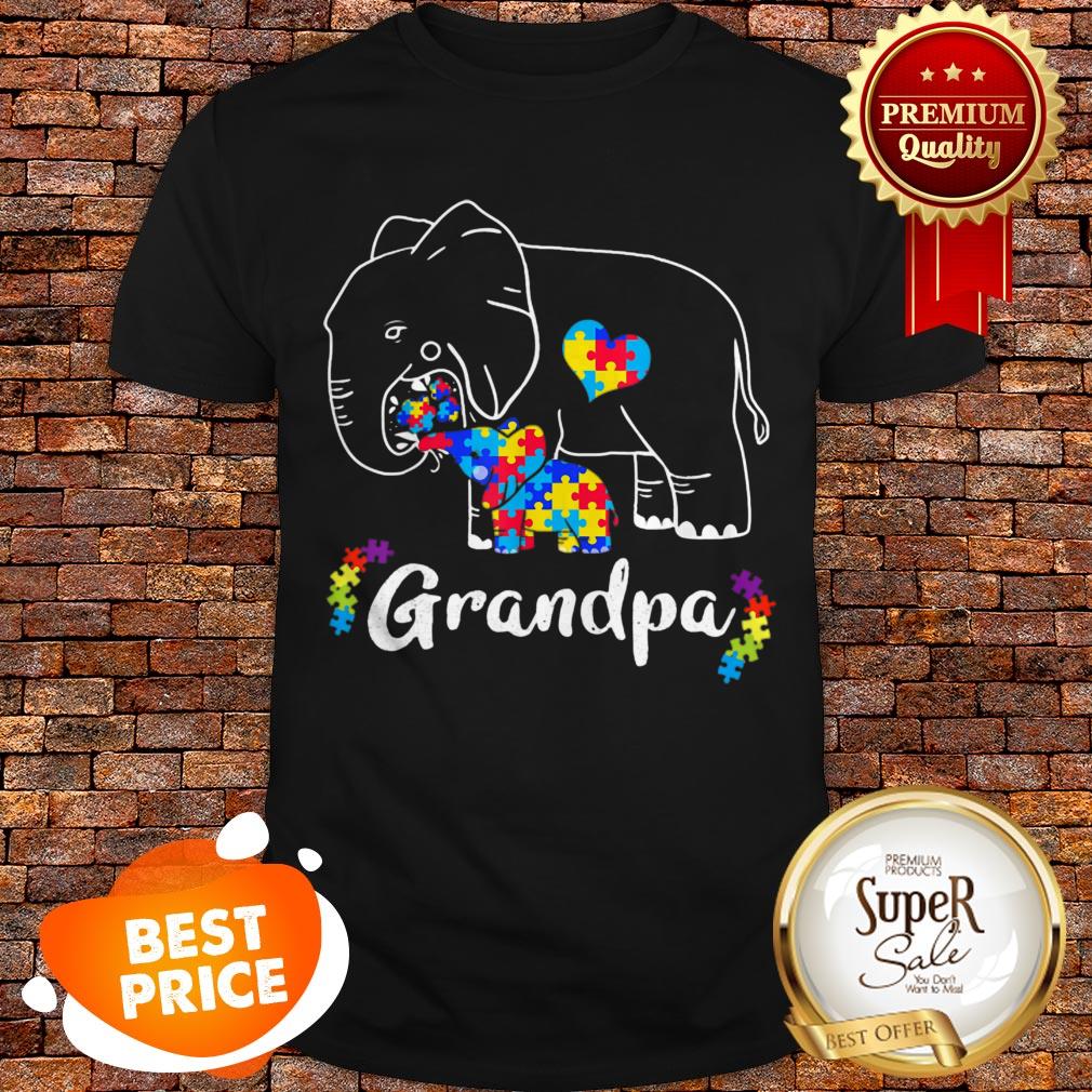 Nice Autism Awareness Support Grandpa Elephant Gift Shirt