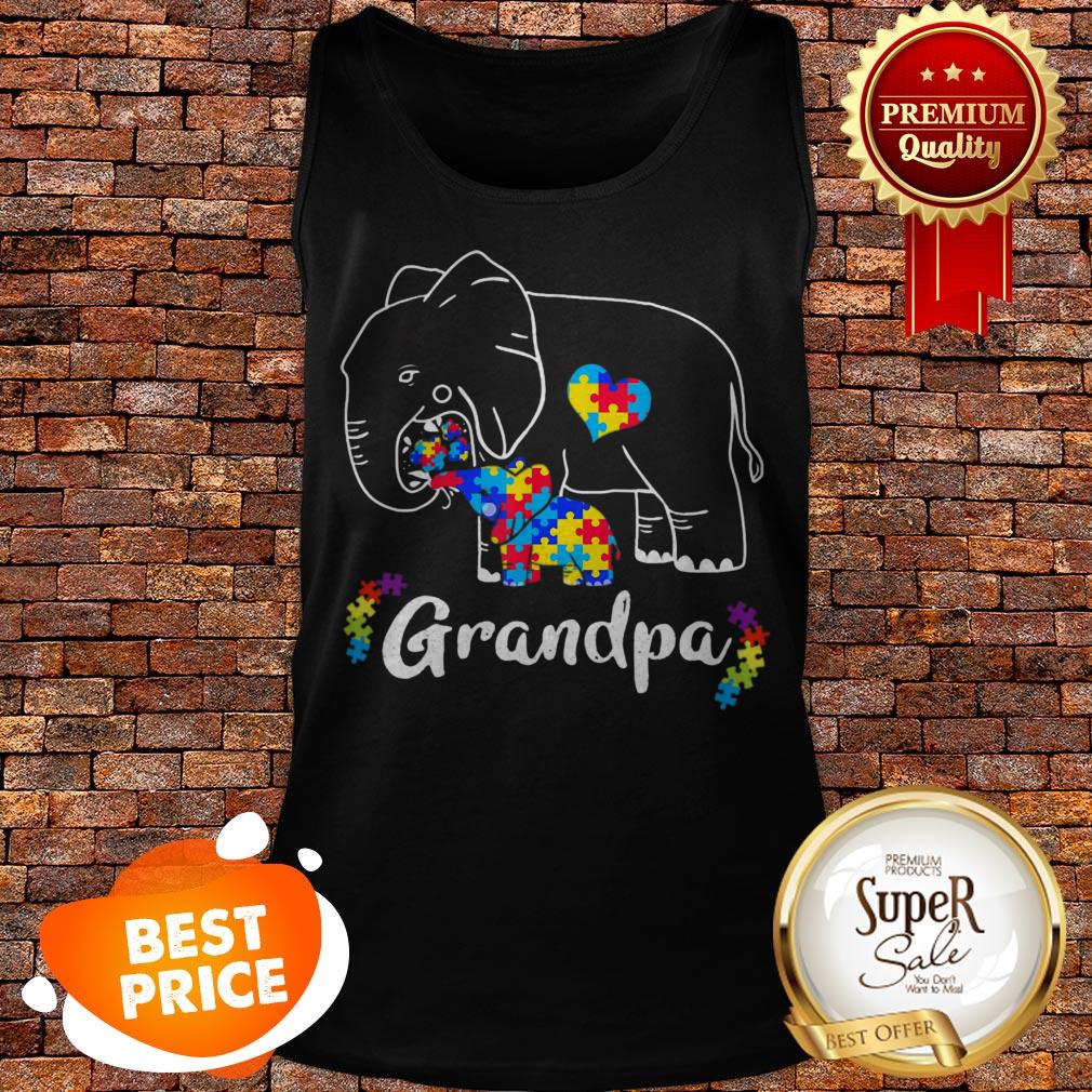 Nice Autism Awareness Support Grandpa Elephant Gift Shirt