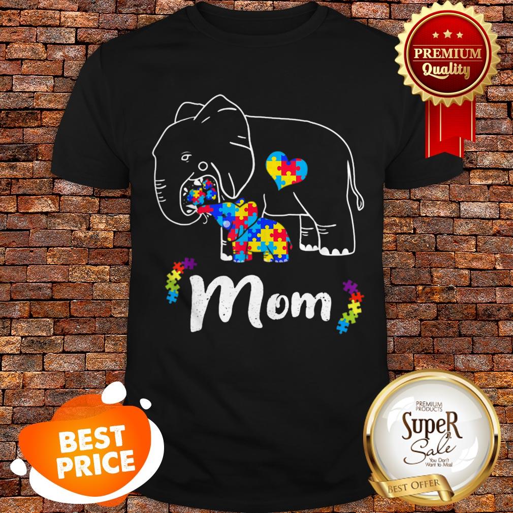 Nice Autism Awareness Support Mom Elephant Gift Shirt