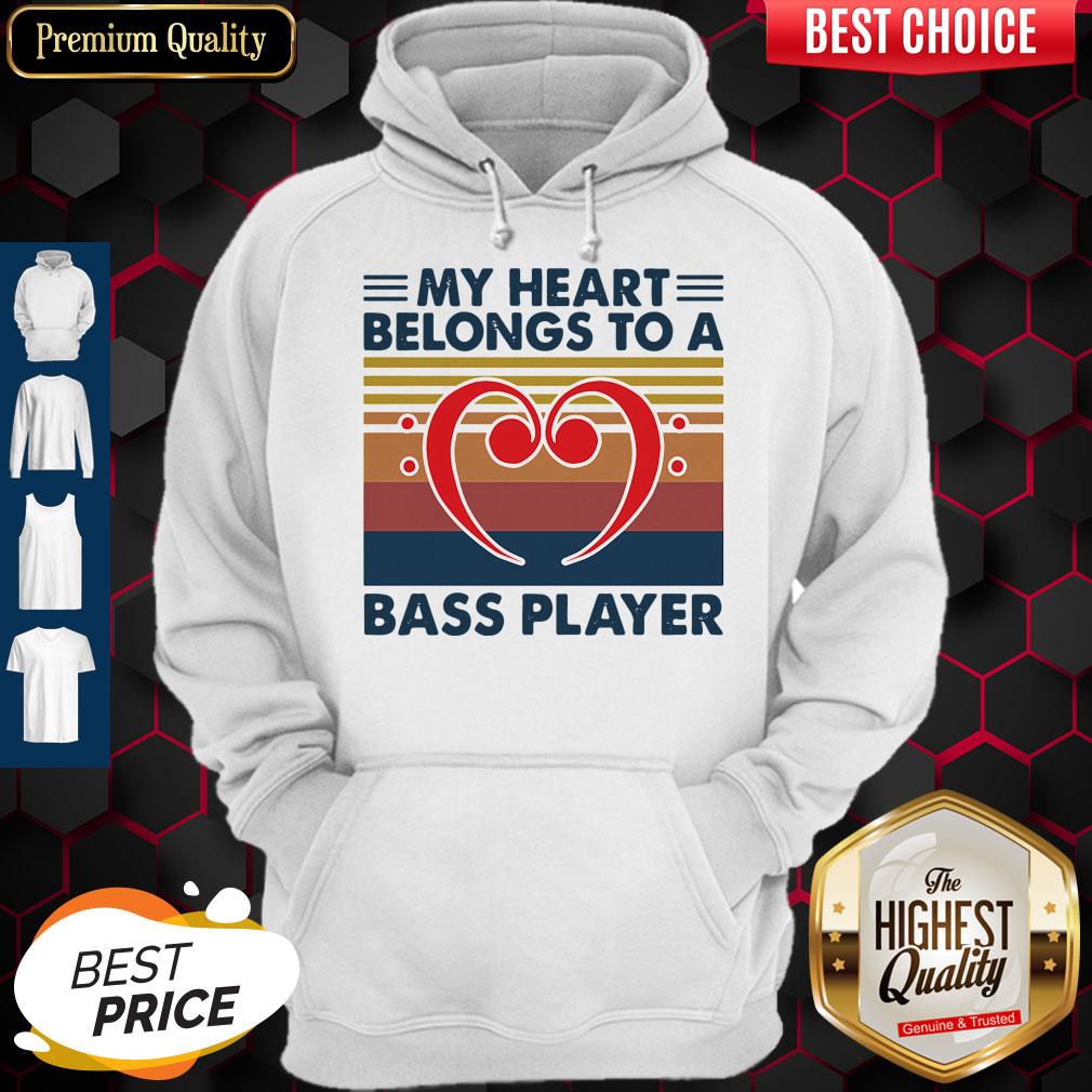 Nice Bass Guitar My Heart Belongs To A Bass Player Vintage Shirt