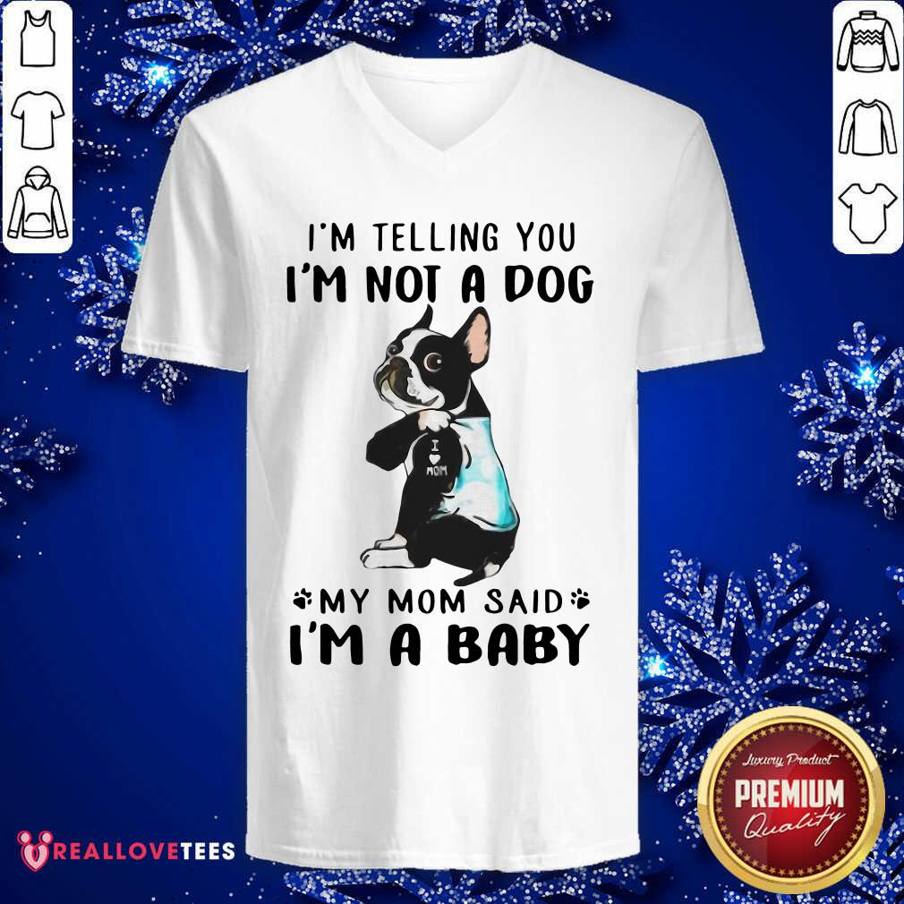nice-boston-terrier-im-telling-you-im-not-a-dog-my-mom-said-im-a-baby-v-neck.jpg